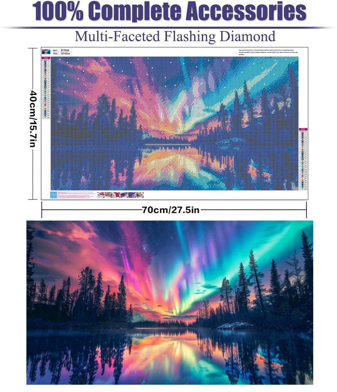 Lophomie Extra Large Diamond Art Kits for Adults, 5D DIY Northern Lights Diamond Painting Kits for Adults Beginners, Diamond Dots Kits Gem Arts Crafts for Home Wall Decor 28x16 Inch Lophomie