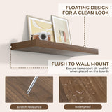 RICHFOCUS 36Inch Floating Shelves for Wall 2 Pack Shelves for Bedroom|Kitchen|Bathroom Wall Mounted Rustic Wood Floating Shelf with Invisible Brackets for Books|Storage|Decor, Walnut RICHFOCUS