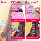 Hair Gem Stamper Kit for Girls, Pluspace Hair Gems for Girls with 600 Hair Glitter Patch, No-Glue Hairstyle Design Art Crafts, Hair Bedazzler Tool Reusable Princess Hair Accessories Gift for Kids 6-15 Pluspace