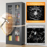 AFAIF Glass Display Cabinet with 4 Adjustable Shelves, 67”H Metal Curio Cabinets with Glass Door, Black Liquor Caninet Display Case for Home, Collectibles, Clinic, Living Room - Assembly Required AFAIF