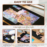 Lavievert 1500 Piece Jigsaw Puzzle Mat Roll Up with Unique Auxiliary Line Design, Portable Puzzle Board for Adults & Kids, Non-Slip Puzzle Keeper Storage Saver for 1500 1000 500 Piece Puzzles LAVIEVERT