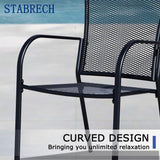 Stabrech 5 Piece Outdoor Dining Set, Patio Table and Chairs Set of 4, 37.5" Black Square Patio Table with 4 Metal Stackable Patio Chairs for Lawn, Garden, Porch Stabrech