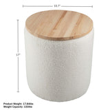 Lavish Home Storage Ottoman - Teddy Fabric Upholstered Ottoman with Wood Top for Living Room, Dorm, or Apartment - Ottomans with Storage (Cream) Lavish Home