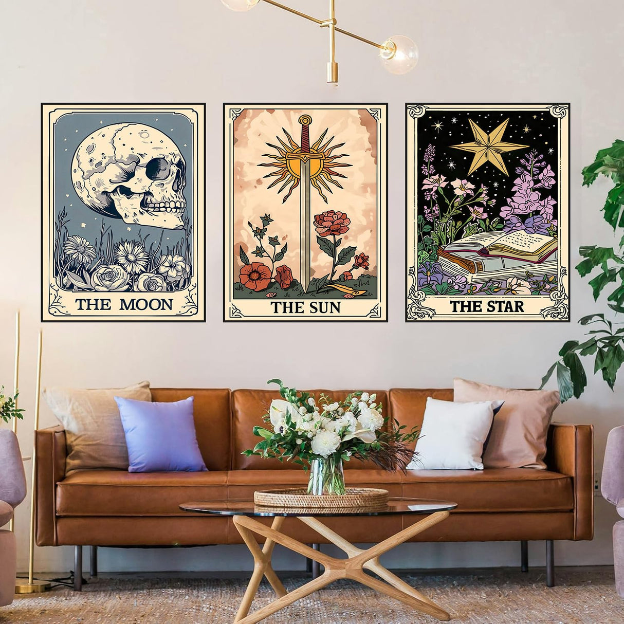 Axquilon 3 Packs Tarot Paint by Numbers Kit for Adults - Adult Paint by Number Kits on Canvas, Easy Adults' Paint-by-Number Kits for Gift Home Wall Decor 12x16in Axquilon