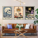 Axquilon 3 Packs Tarot Paint by Numbers Kit for Adults - Adult Paint by Number Kits on Canvas, Easy Adults' Paint-by-Number Kits for Gift Home Wall Decor 12x16in Axquilon