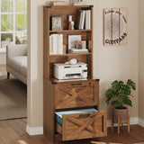 SEDETA 2 Drawer File Cabinet with Lock, Wood Filing Cabinet fits Letter, Legal, A4 Size, Hanging File Folders, Farmhouse File Cabinets for Home Office with Adjustable Storage Shelf (Brown) SEDETA