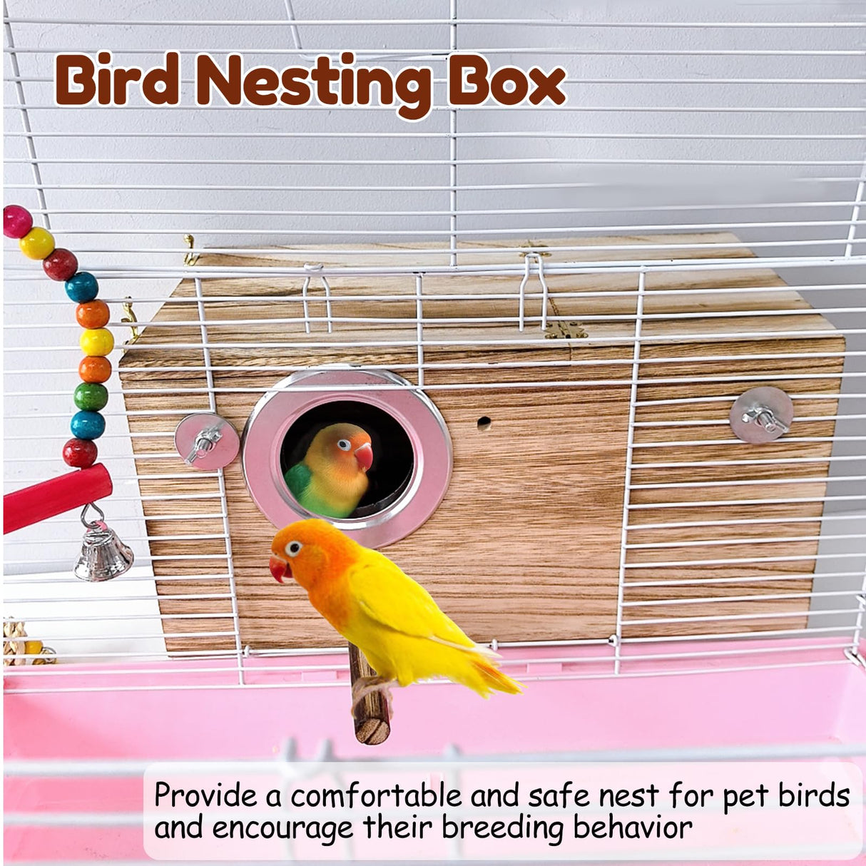 Tfwadmx Cockatiel Nesting Box Bird Nest Box Wood Bird House for Cage Parrot Breeding Boxes for Conures and Other Medium Sized Birds 13.4" x 7.5" x 6.7" Tfwadmx