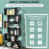 Tangkula 6 Tier S Shaped Bookshelf, 31.5''L x 9''W x 75''H, Wooden Bookcase and Bookshelves w/Anti-Toppling Device, Room Divider Display Shelves for Living Room, Home Decor, 6 Shelf Bookshelf Tangkula
