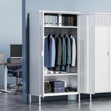 Washsemba Metal Storage Cabinets Locker with Hanging Rod and Adjustable Shelves, 71'' Clothing Steel Storage Wardrobe for Home & Office, School, Employee,Gym(White) Washsemba