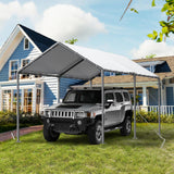 Carport, 10x20ft Heavy Duty Portable Garage, Car Port with Storage Shed, Car Canopy Car Tent with Steel Frame All-Season Tarp for Car, Truck, Boat, Party (B-White) TANGJEAMER