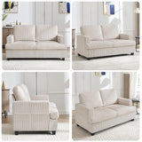 HOMYKA Loveseat Sofa, 60" Corduroy Couch with Side Pocket, Removable Pillow and Cushion Cover 2 seat Couches, Comfy Modern Small Couch for Living Room, Small Spaces, Dorms, Office, Beige HOMYKA