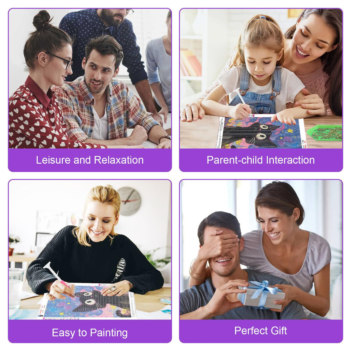 HEIBAGO Starry Night Cat Diamond Art Kits for Adults Beginners, 5D Diamond Painting Animal Kits, DIY Full Round Drill Diamond Dots Paintings Picture Gem Art Craft for Home Wall Decor 12x16 Inch HEIBAGO