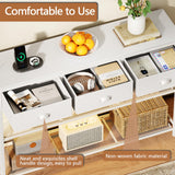 Furologee 38in Console Table with 3 Drawers, Small Sofa Table with Lights and Power Outlets, Hallway Tables with 3-Tier Shelves, White Narrow Console Table for Entryway, Living Room, Couch, Foyer Furologee