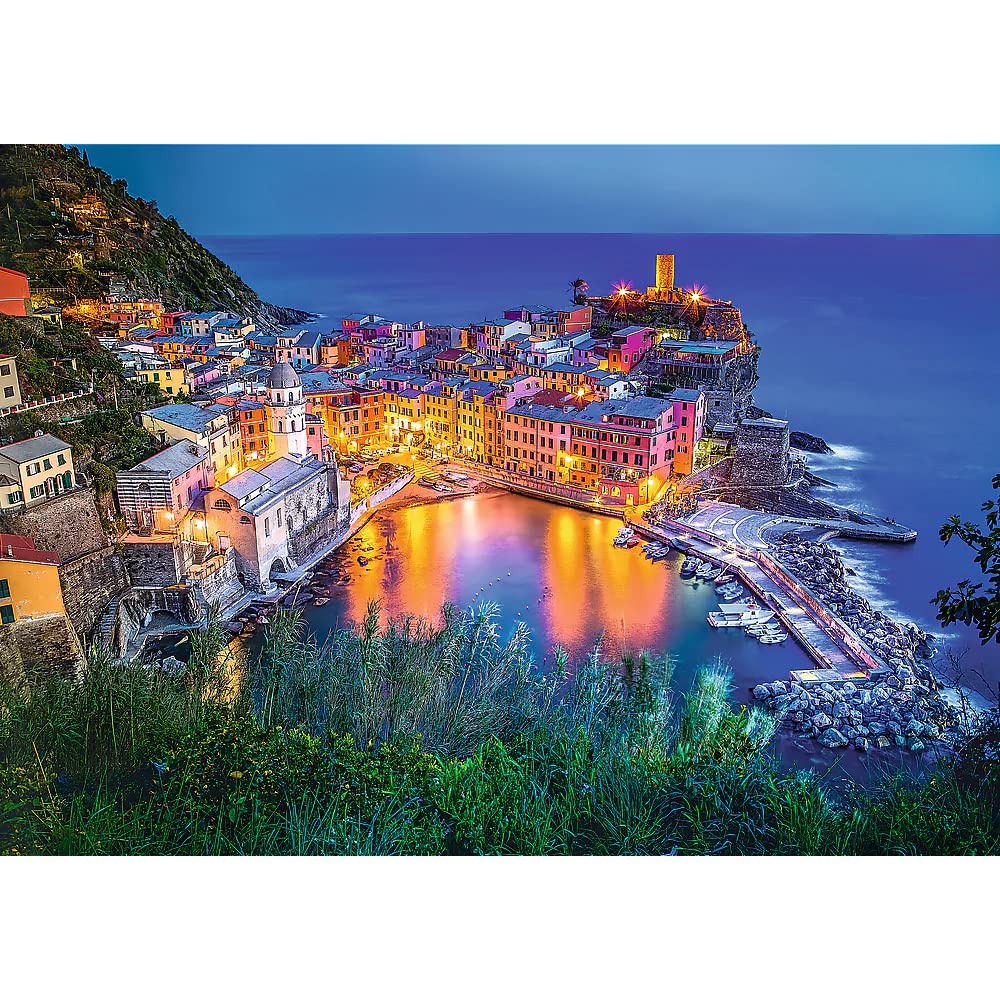 Trefl Vernazza at Dusk 2000 Piece Jigsaw Puzzle Red 38"x27" Print, DIY Puzzle, Creative Fun, Classic Puzzle for Adults and Children from 15 Years Old Trefl