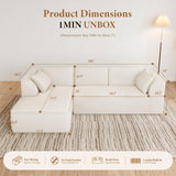 Vesgantti 106" Cloud Couch Sectional Modular Sofa, Deep Seat Comfy Cloud Couch Chenille Memory Foam Sofa Modular Couches for Living Room Bedroom, No Assembly Required (Beige, Left-Facing Chaise) Vesgantti
