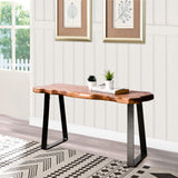 WELLAND Wood Entryway Bench with Metal Legs, Mid-Century Modern Bench for Living Room, Indoor, Porch, Farmhouse WELLAND