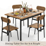 furlinkhm Kitchen Dining Table Set for 4, Modern Rectangular 5 Piece Dining Room Table and Chairs Set, Brown Wooden Metal Table Set for Family Dinner, Party, Afternoon Tea and Work (Oval) furlinkhm