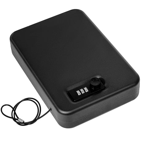 Sgorlds Gun Safe for Pistol, Portable Handgun Lock Box with Combination Lock, Pistol Safe for Car, Home, Travel, 11.5" x7.5" x2.5",Black Sgorlds