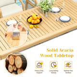 7-Piece Outdoor Dining Set for 6 with 23" Extra Wide Chair and Cushion，Patio Table and Chairs Set with All Acacia Wood Frame, All-Weather PE Rattan Outdoor Patio Furniture Set for Lawn Garden, Beige FansaFurn