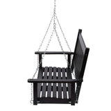Shine Company Maine 54" Wood Porch Swing with Chains – Black Shine Company