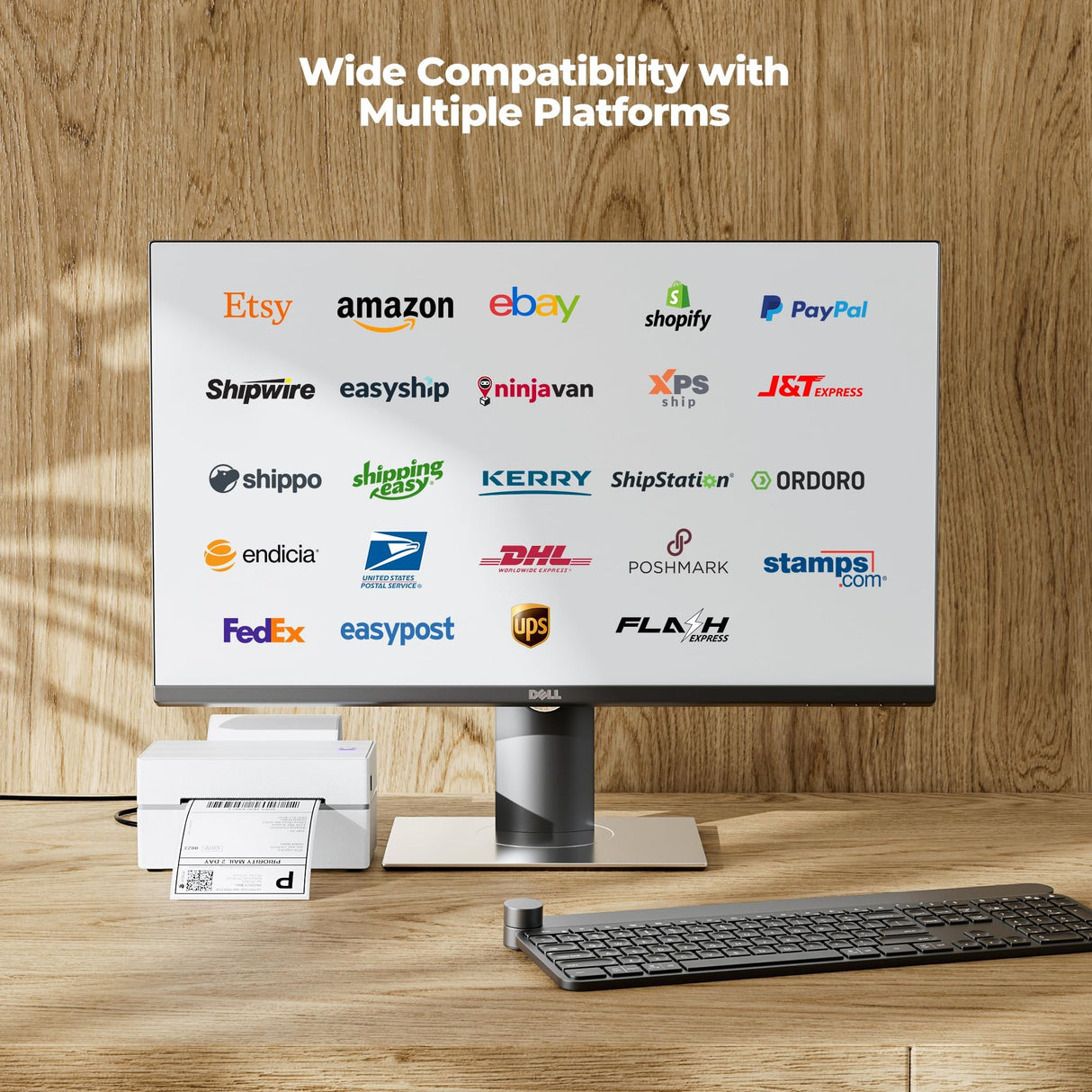 MUNBYN Bluetooth Thermal Label Printer, 130B Wireless 4x6 Shipping Label Printer for Shipping Packages Small Business Office or Home, Compatible with iPhone Android iPad Windows macOS Chrome Etsy eBay MUNBYN