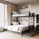 LUMISOL Black Pull-Out Bunk Bed, Metal Bunk Bed Frame with Ladder, Twin Over King LUMISOL