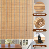 CSBWDLT Bamboo Blinds Roman Bamboo Curtains Roller Shades for Interior Windows,Roll Up Blinds Indoor Outdoor Patio 36" W x 72" H CSBWDLT