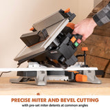 Evolution R8MTS | 8-1/4” Convertible Miter/Table Saw | Multi-Function Saw | 0-45° Bevel & +/- 45° Miter | Multi-Material Cutting: Wood, Plastic, Metal | Compact, Powerful 12A Motor | TCT Blade Incl EVOLUTION