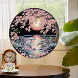 Yomiie DIY Double Sided Sun Catcher Window Hanging – Diamond Painting Pendant Kit with Dolphin Animal & Flowers Design, Spring Outdoor Decor Hanging Ornament, 5D Diamonds Art for Home/Garden 8x8 inch Yomiie