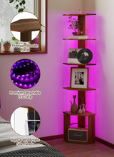 Quikraen 6 Tier Corner Display Rack with Light Clear Arylic Corner Shelves 63in Tall Cabinet with Dimmable LED Light for Display Curio Cabinet Quikraen