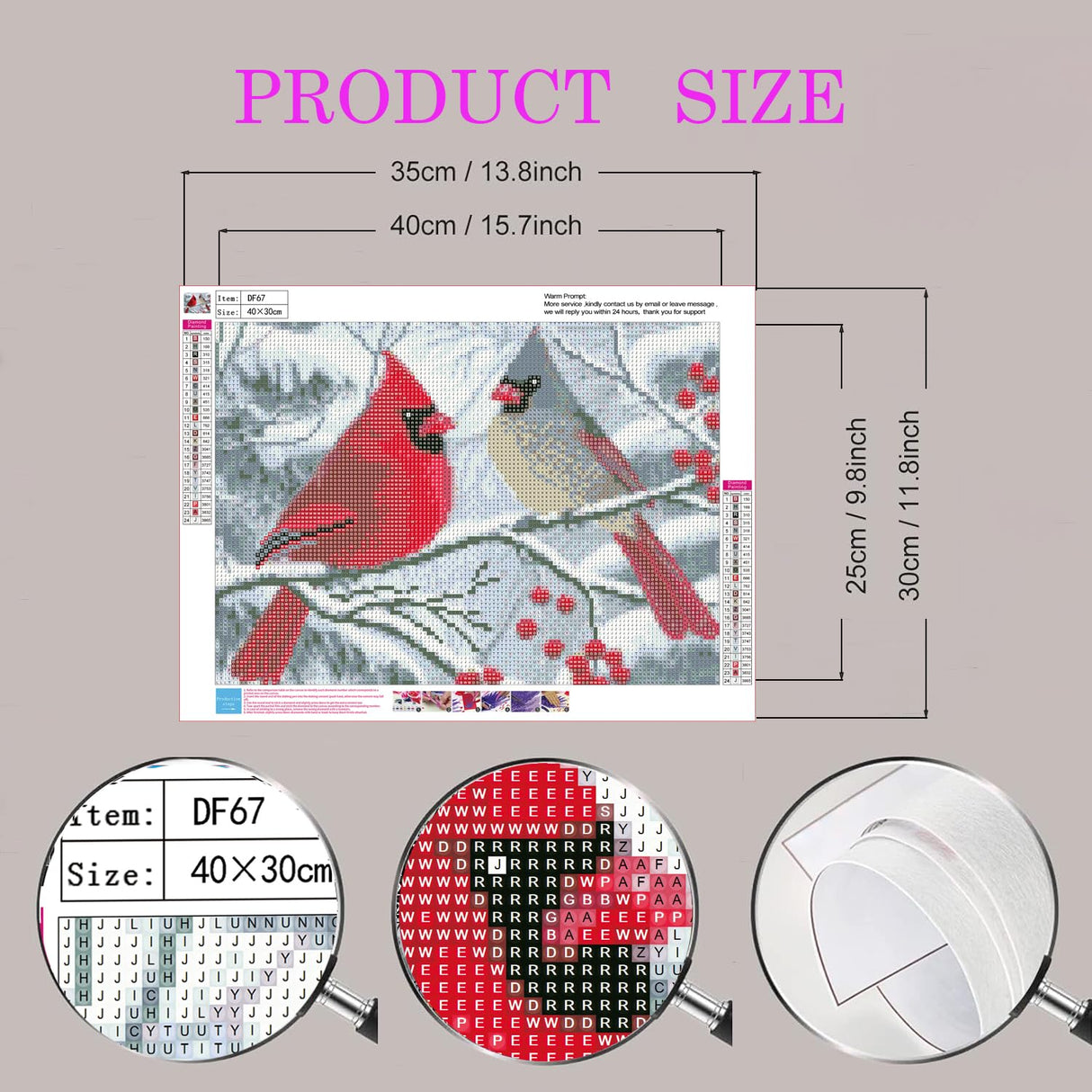 Cardinals Diamond Art Kits for Adults, 5D Christmas Diamond Painting Kits for Beginner, Full Round Drills Red Birds Painting by Diamond Snow Scene Bead Gem Art for Home Decor 16 x 12 in DIYDECORFUN