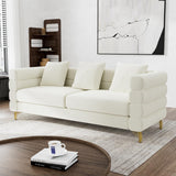 OUYESSIR Cloud Sofa Couch for Living Room, 79" Comfy Deep Seat Velvet Sofa with 3 Pillows and Gold Legs, Modern Upholstered 3 Seater Large Loveseat for Bedroom Office, White Velvet OUYESSIR