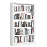 OSEILLC 5-Tier Bookshelf, White Bookshelf with Adjustable Storage Shelves, Metal Bookshelf, 69" Tall Bookcase for Living Room, Library, Office, Bedroom, Including Book Stopper OSEILLC