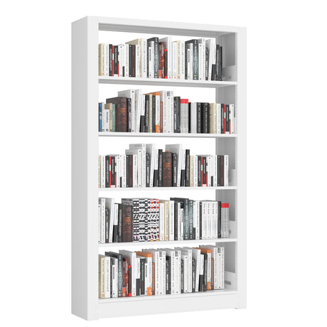 OSEILLC 5-Tier Bookshelf, White Bookshelf with Adjustable Storage Shelves, Metal Bookshelf, 69" Tall Bookcase for Living Room, Library, Office, Bedroom, Including Book Stopper OSEILLC