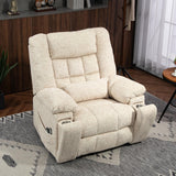 SINCRUMI 4-Motor Power Lift Chairs for Elderly with Heat & Massage, Infinite Position Adjustable Headrest, Lumbar and Footrest, Wide Seat Lay Flat Recliner with Hidden Cup Holders, Cream White SINCRUMI