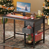 SMUG Computer Desk with Storage Drawers, Small Office Desk Modern Simple Study Writing Table for Home Bedroom, Spacious 40X24 Desktop with 2-Tier Drawer, Black SMUG