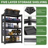 VIYET Garage Shelving,72" H Garage Shelves Heavy Duty, 3000Lbs 5 Tier Adjustable Storage Shelves Suitable for Warehouse, Basement, Workshop, 24" D*48" W *72" H(Black) VIYET