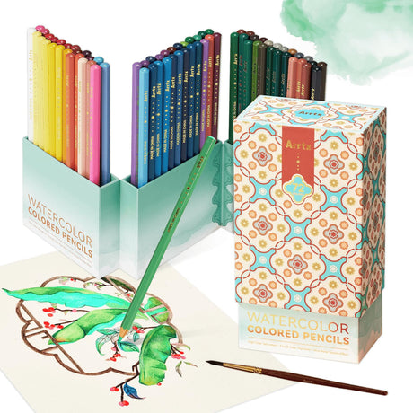 Arrtx 72 Colors Water-Soluble Colored Pencils Set with Nylon Brush - Premium Quality Watercolor Pencil Art Supplies for Drawing, Sketching, and Coloring Arrtx