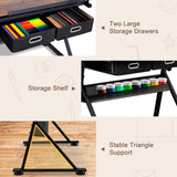 ZENY Adjustable Drafting Table with Stool, Tilting Drawing Desk Artist Table with Storage Drawers, Art Craft Workstation for Home Office Reading, Writing, Crafting ZENY