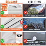 Bluyard 10 x 20 Ft Carport Replacement Canopy Cover Garage Top Tent Shelter with 40 Ball Bungee Cords Heavy Duty Waterproof UV & Tear Resistant, Easy Assembly, White (Only Cover, Frame Not Include) Bluyard