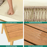 YITAHOME 4 Pieces Patio Furniture Set, Outdoor Rattan Woven Conversation Sectional L-Shaped Sofa with 5 Seater for Backyard, Porch, Boho Detachable Lounger with Cushions and Side Table - Beige YITAHOME