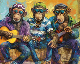Aihonmin Guitar Monkey Paint by Numbers Kits for Children,Musical Painting Arts Craft Gift Easy to Painting for Home Wall Decor Gift Without Framed-Style 16x20 inch Aihonmin