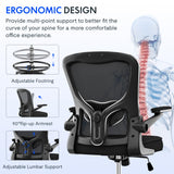 FLEXISPOT Drafting Chair Tall Office Chair with 2D Lumbar,3D Flip-up Armrest,Standing Desk Chair with Breathable Mesh & Adjustable Foot Ring BIFMA Certified for Home Office,Drawing,Guitar(Black) FLEXISPOT