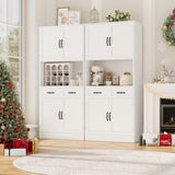 HOSTACK 71“ Tall Kitchen Pantry Storage Cabinet, Modern Kitchen Hutch Bar Cabinet with Microwave Stand, Wood Buffet Sideboard with Hutch, Cupboard with Drawers, Shelves for Dining Room, White HOSTACK