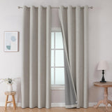 Joydeco 100% Blackout Curtains 63 Inch Length, Living Room Curtains 2 Panels Set, Room Darkening Curtains w/Grommets, Textured Thermal Drapes, Greyish White Blackout Curtains for Bedroom (42x63inch) Joydeco