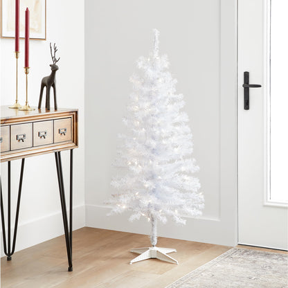 National Tree Company Pre-Lit Artificial Christmas Tree, White Tinsel, White Lights, Includes Stand, 4 feet