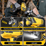 Cordless Reciprocating Saw -2x4.0Ah Batteries, Brushless Motor, 3500SPM Max, One-Hand Operation, Tool-Free Blade Change, for DIY & Home Users Gisam