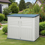 Greesum Outdoor Resin Storage Shed, 34 Cu.ft Horizontal Outdoor Storage Box Waterproof for Garden, Pool Storage, White Greesum