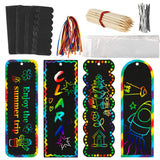 MAQIHAN Scratch Art Bookmarks - 36 Sets 4 Style Making Kit Paper with Scratching Tools Satin Ribbons Create Rainbow Without Ink Christmas Ornaments Hanging DIY Party Favors for Classroom MAQIHAN