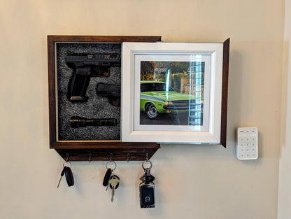 3F Box Key Holder For Wall, Wooden Entryway hidden storage, Photo Frame And Key Holder, Key Hook For Wall - WoodArtSupply